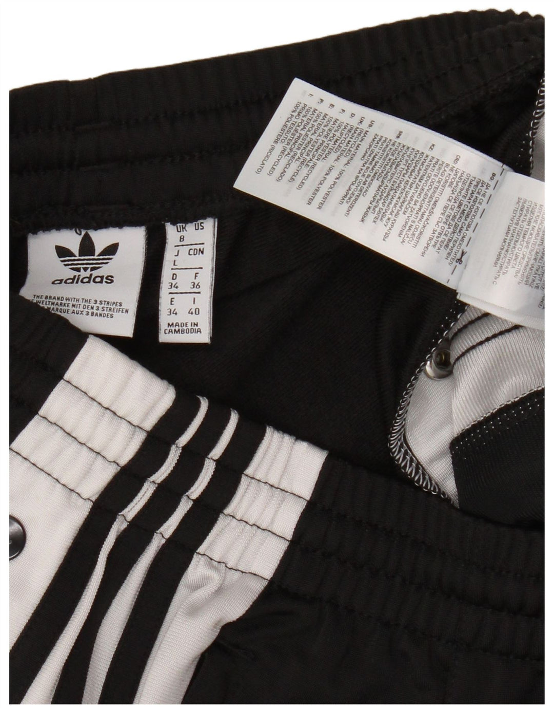Damskie spodnie dresowe Adidas UK 8, małe, czarne, z blokami kolorów, z poliestru