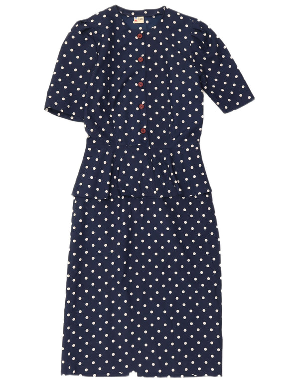 Damska sukienka peplum w stylu vintage IT 42 Średni granatowy poliester w kropki