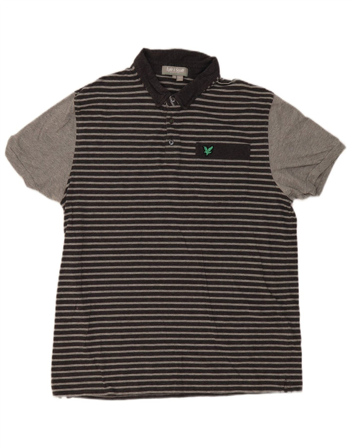 Męska koszulka polo Lyle & Scott XL, szara, bawełniana w paski