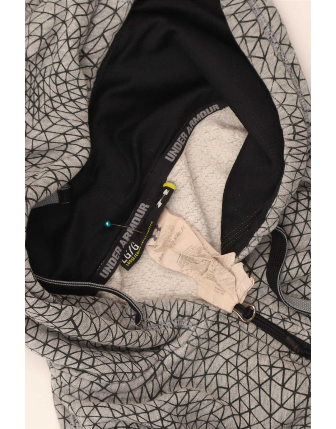 Męski sweter z kapturem i zamkiem Under Armour, duży, szary, geometryczny