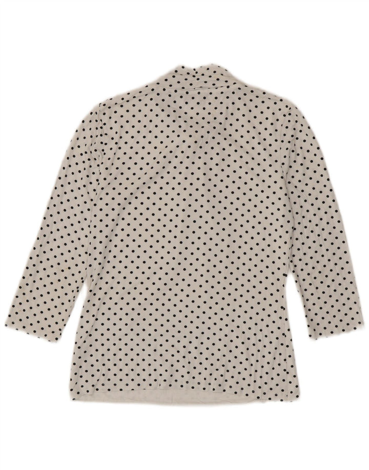 HOBBS Damska bluzka wiązana z przodu i z rękawami 3/4 Top UK 10 Small White w kropki