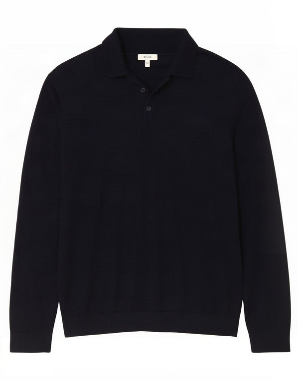 Męski sweter polo Reiss, średni granatowy wełniany