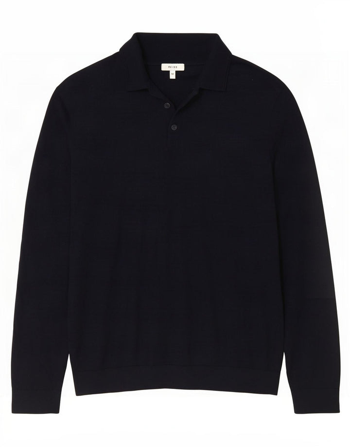 Męski sweter polo Reiss, średni granatowy wełniany
