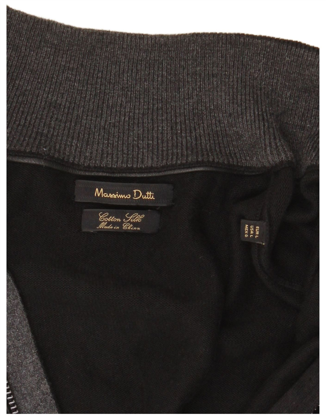 Męski sweter rozpinany Massimo Dutti z zamkiem błyskawicznym, duży, czarny, bawełniany