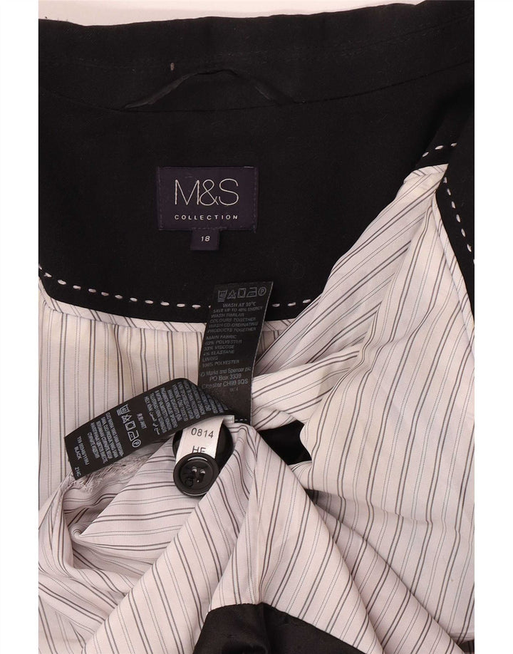 Marks & Spencer Damska marynarka zapinana na 1 guzik, UK 18 XL, czarny poliester