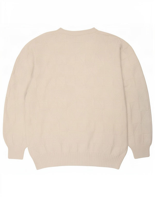 Vintage męski sweter z okrągłym dekoltem XL, biały