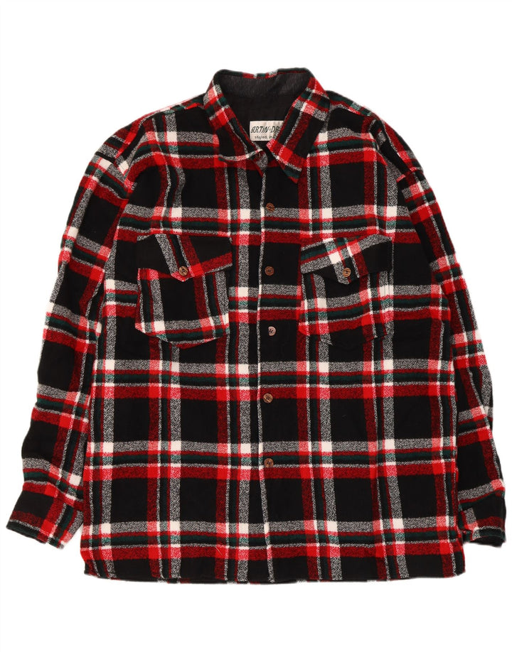 Vintage męska koszula flanelowa 2XL w czarną kratę, poliester