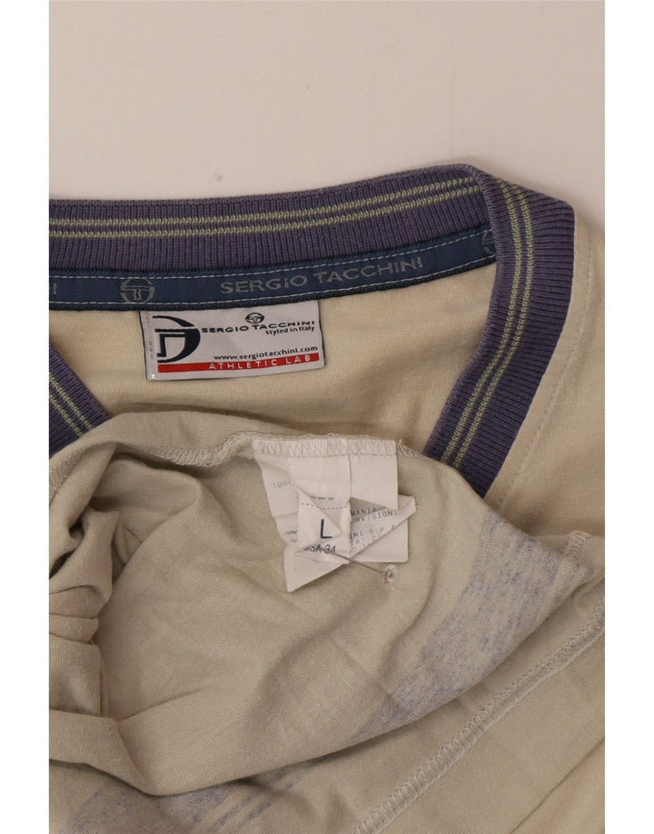 T-shirt męski Sergio Tacchini, duży, beżowy, bawełniany blok kolorów