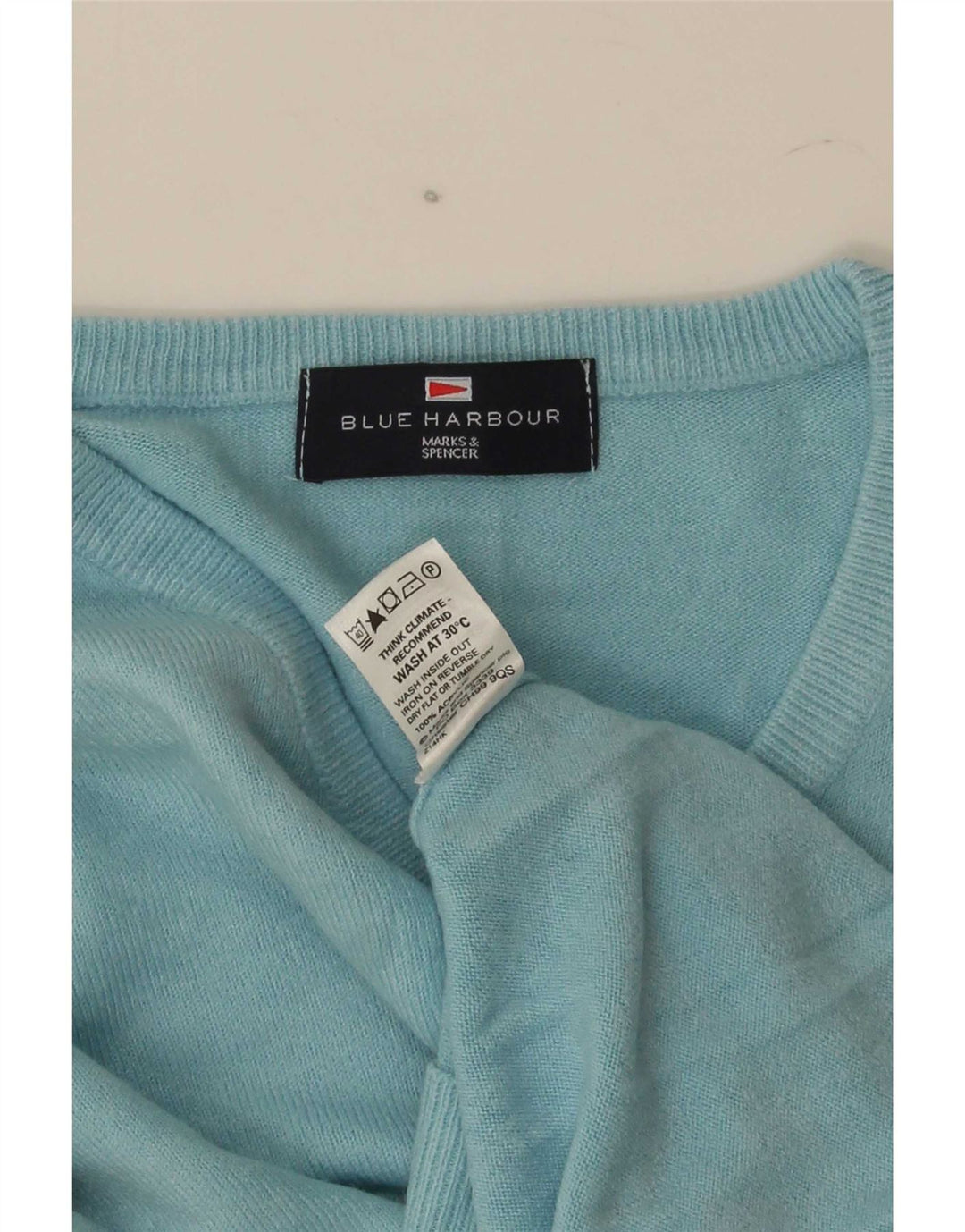 Marks & Spencer Męski sweter w kolorze niebieskim z dekoltem w kształcie litery V, duży, akrylowy