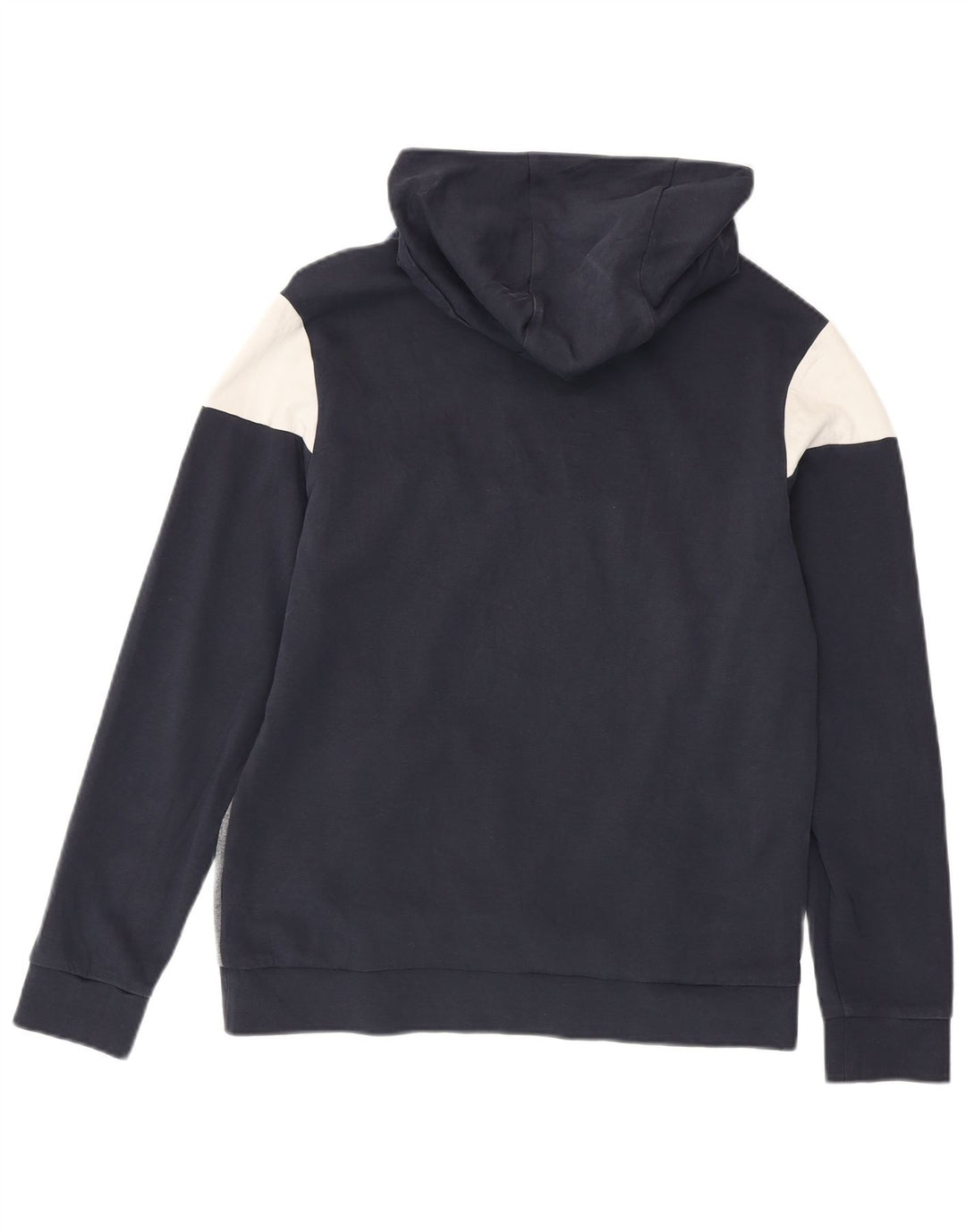 Męski sweter z kapturem i grafiką Hugo Boss, średni granatowy, bawełniany blok kolorów