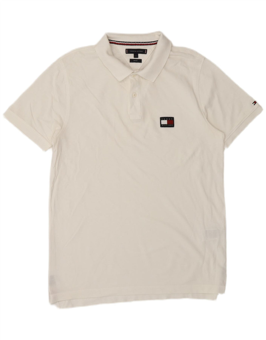 Męska koszulka polo slim fit TOMMY HILFIGER, duża, biała, bawełniana