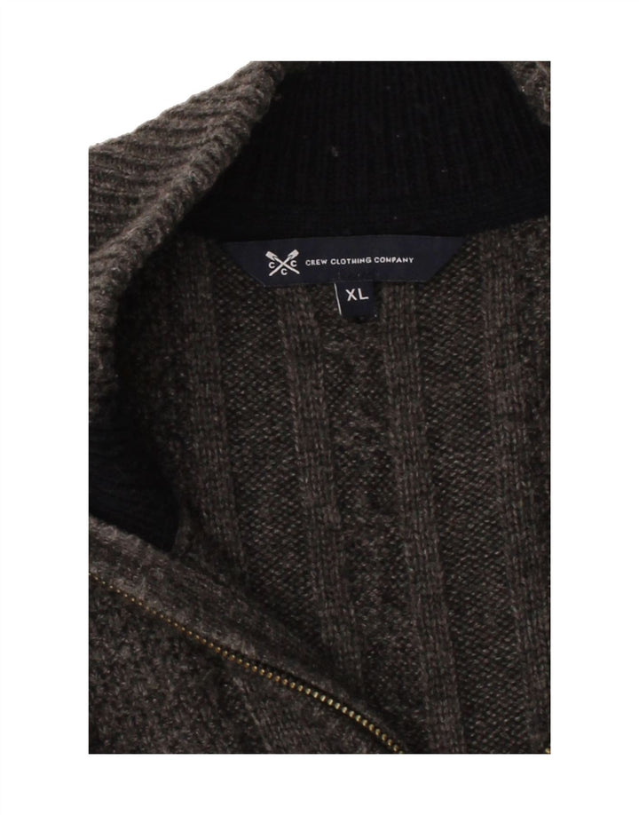 CREW CLOTHING Mens Zip Neck Jumper Sweater XL Grey Wool Vintage Crew Clothing and Second-Hand Crew Clothing from Messina Hembry 