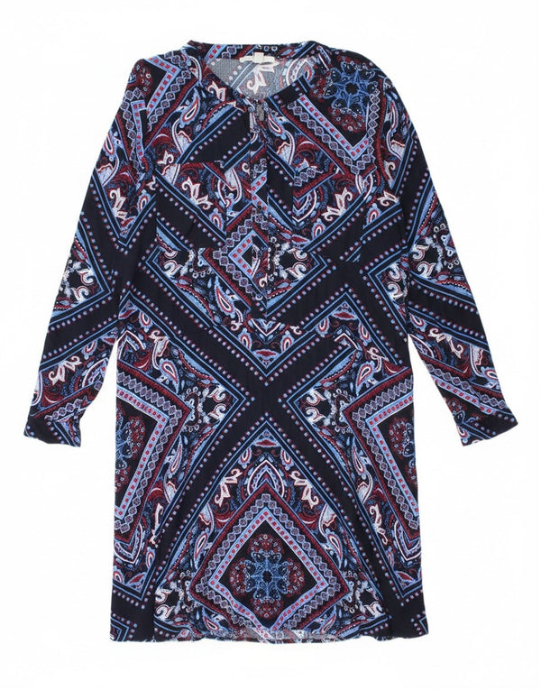 Damska sukienka o linii A z długim rękawem Esprit UK 18 XL Granatowa Paisley Czeska