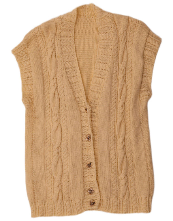 Sweter damski bez rękawów w stylu vintage, UK 20 2XL, beżowy