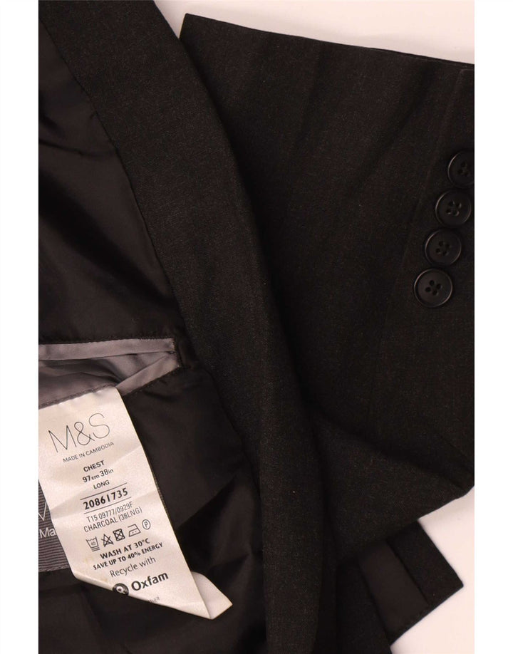 Marks & Spencer Męska marynarka o przedłużonym fasonie, zapinana na 2 guziki, UK 38, średnioszara
