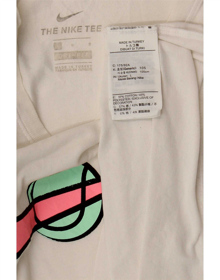 Męski T-shirt z grafiką Nike, duży, biały, bawełniany