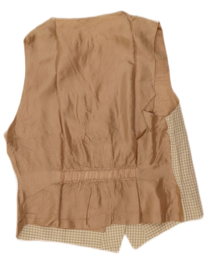 Kamizelka damska Vintage UK 12 w kolorze średniego beżu w kratkę