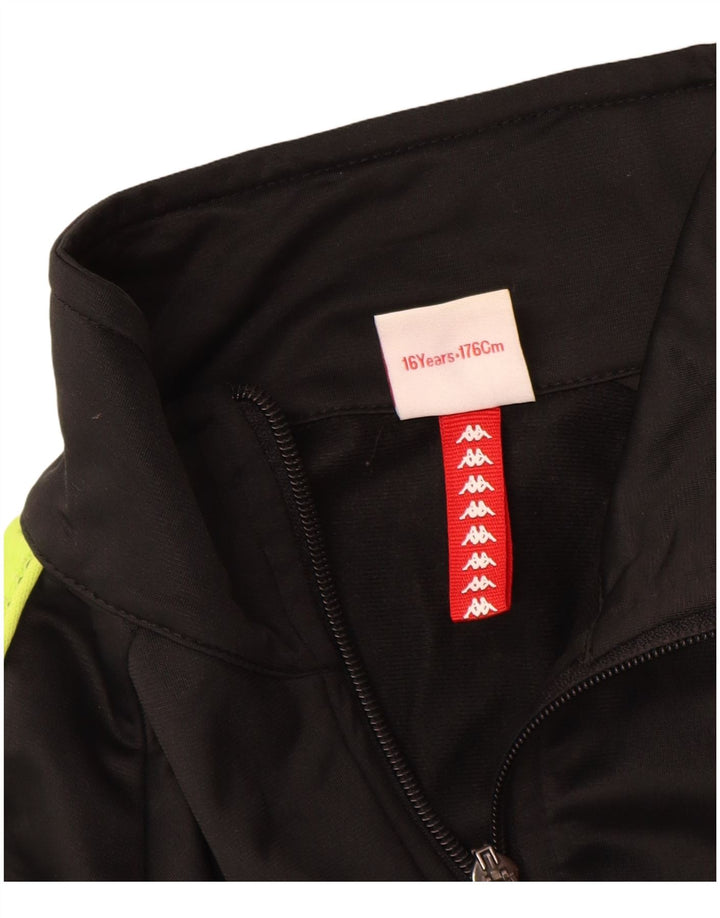 Chłopięca kurtka dresowa KAPPA z grafiką, 15-16 lat, czarna, z blokami kolorów