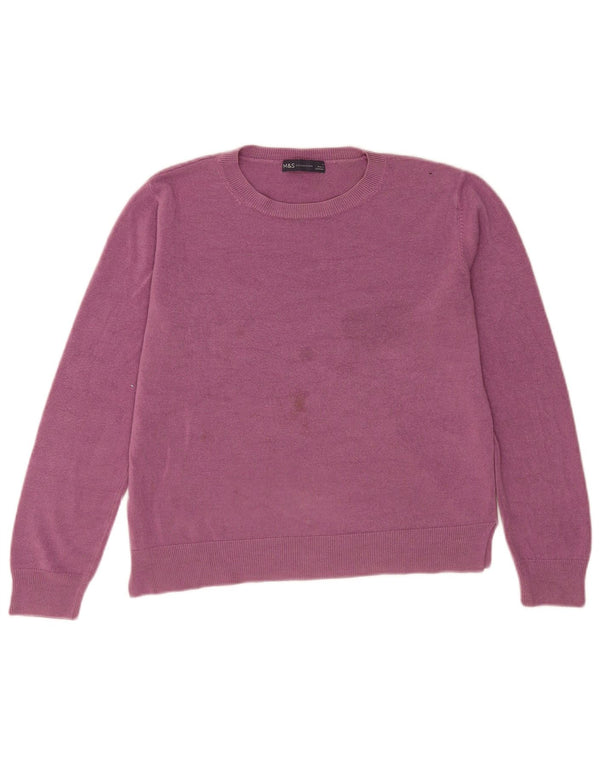 Marks & Spencer Damski sweter z okrągłym dekoltem UK 14, duży, fioletowy, akrylowy