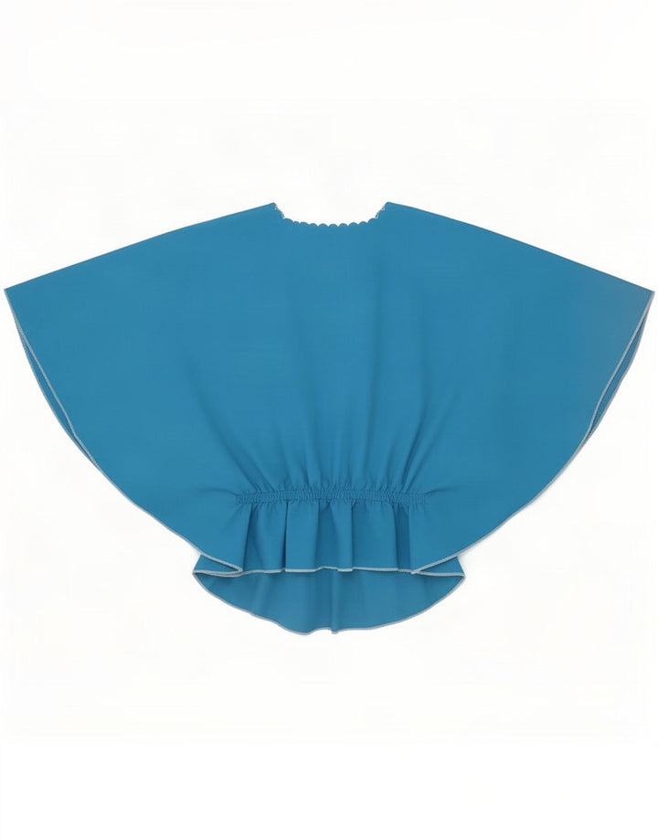 Vintage damski top Batwing UK 12 w kolorze średnioniebieskim w kwiaty