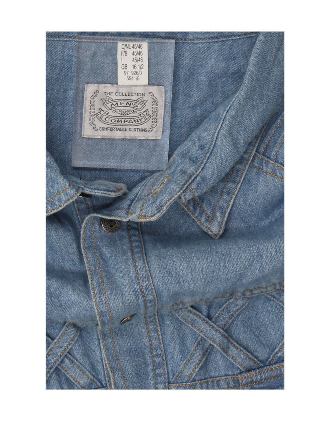 VINTAGE Mens Denim Shirt Size 16 1/2 Large Blue Cotton