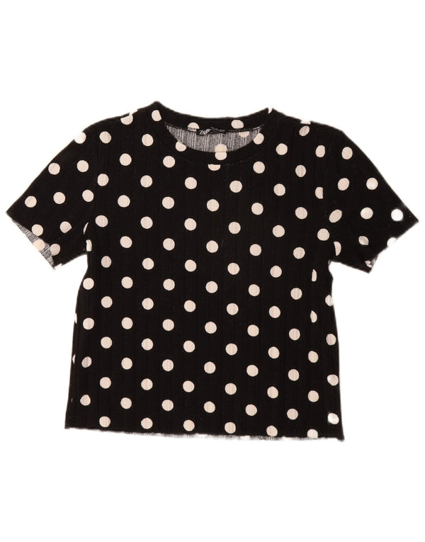T-shirt damski Zara Top UK 14, duży, czarny w kropki