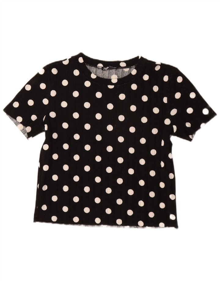 T-shirt damski Zara Top UK 14, duży, czarny w kropki