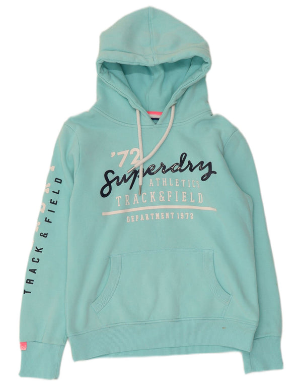 SUPERDRY Damski sweter oversize z kapturem i grafiką UK 10 Small Turkus