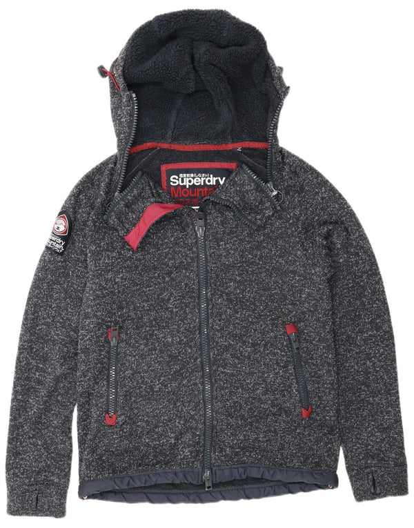 Męski sweter z kapturem i zamkiem Superdry, UK 14, średni, granatowy, nakrapiany poliester