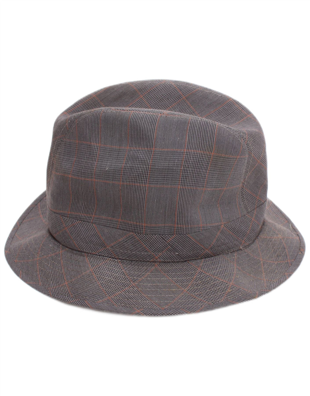 Vintage męski kapelusz fedora w dużą szarą klasyczną kratkę