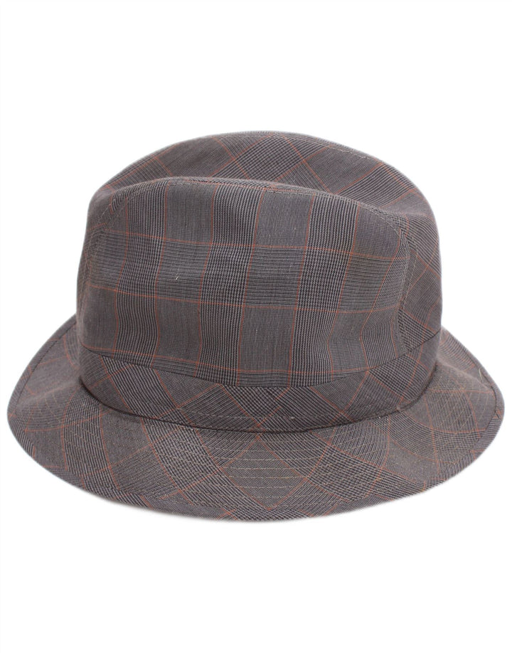 Vintage męski kapelusz fedora w dużą szarą klasyczną kratkę