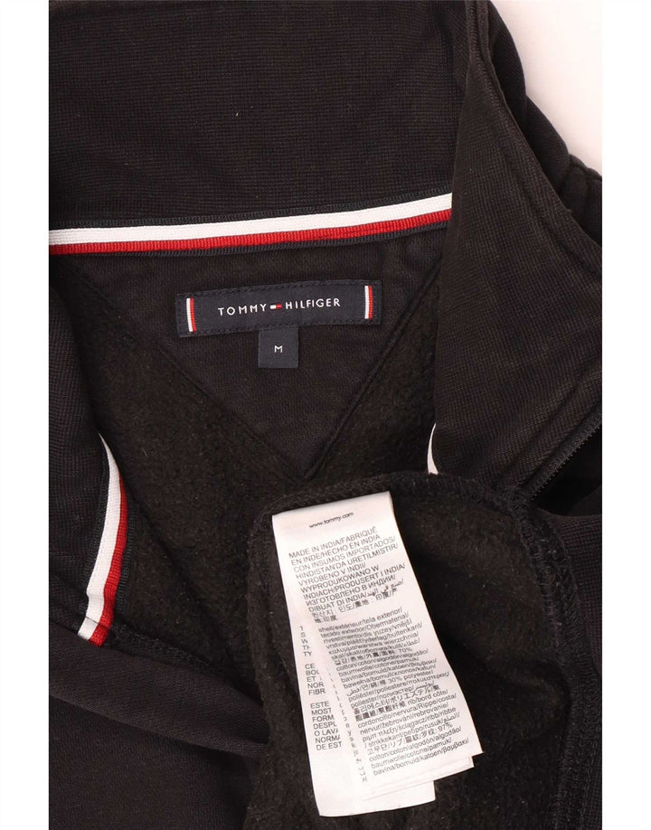 Męski sweter Tommy Hilfiger z grafiką i zamkiem błyskawicznym, średniej wielkości, czarny, bawełniany