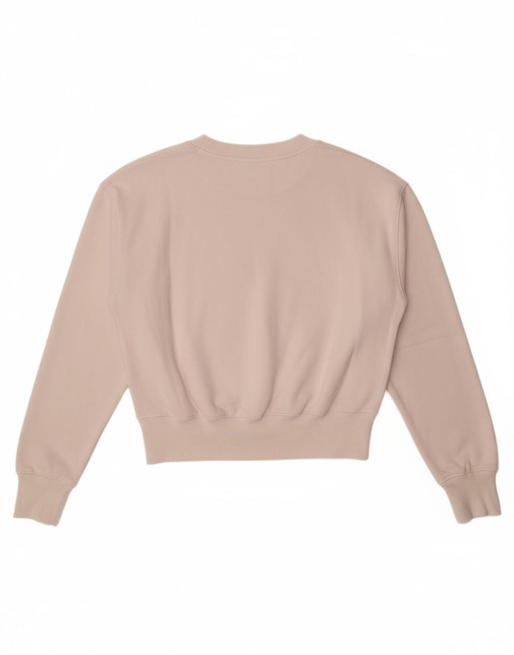 CHAMPION Womens Graphic Sweatshirt Jumper UK 14 Medium Off White Cotton