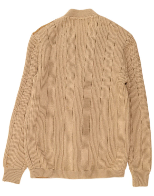 Vintage męski sweter rozpinany IT 50 średniej beżowej skóry