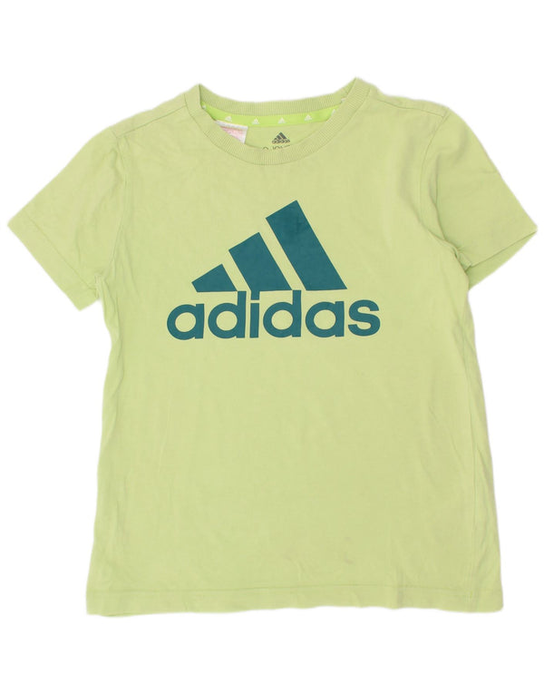 Chłopięcy T-shirt Adidas z grafiką, 9-10 lat, zielona bawełna