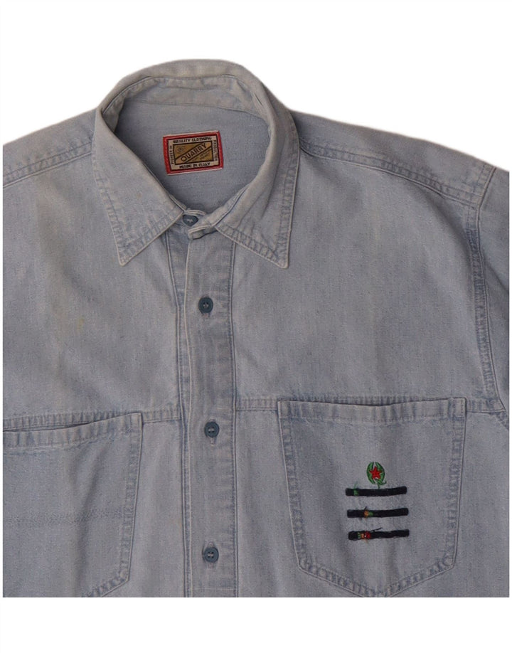 Męska koszula dżinsowa Quarry, średnia niebieska, bawełniana