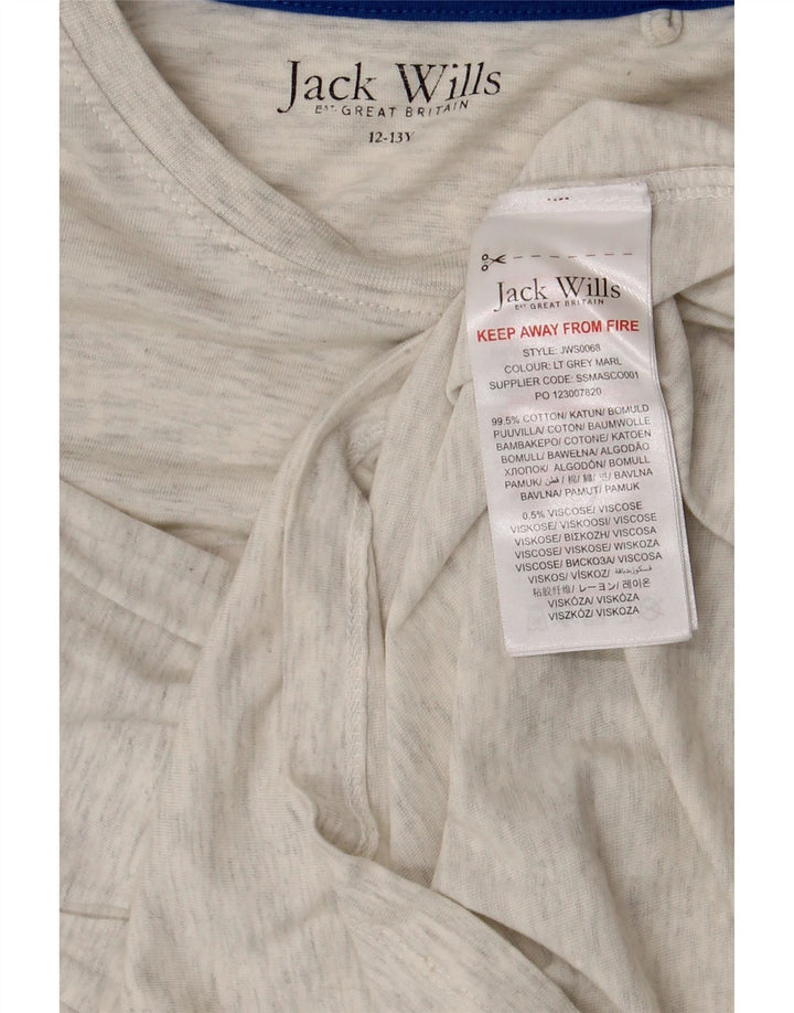 Chłopięcy top z grafiką Jack Wills z długim rękawem, 12-13 lat, szara bawełna