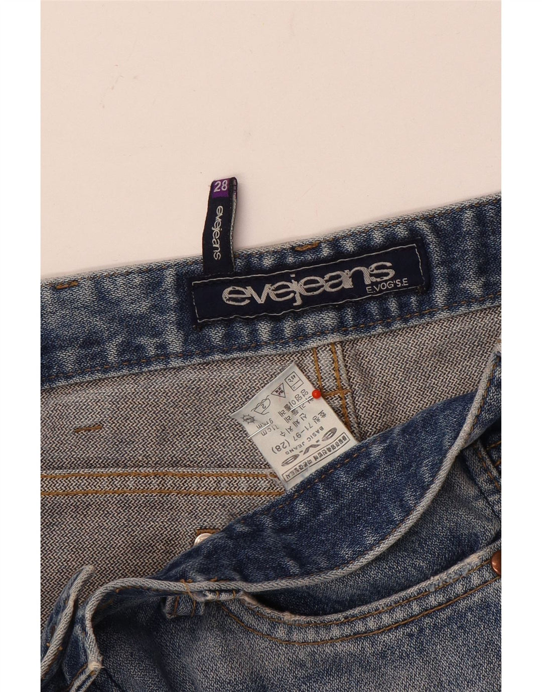 Vintage damskie proste dżinsy W28 L27 niebieskie