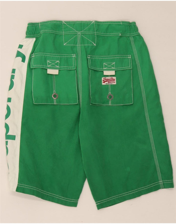 Męskie spodenki kąpielowe Superdry z grafiką, mały, zielony, poliestrowy blok kolorów
