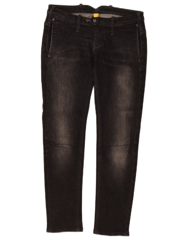 Vintage damskie obcisłe dżinsy W26 L26 czarna bawełna