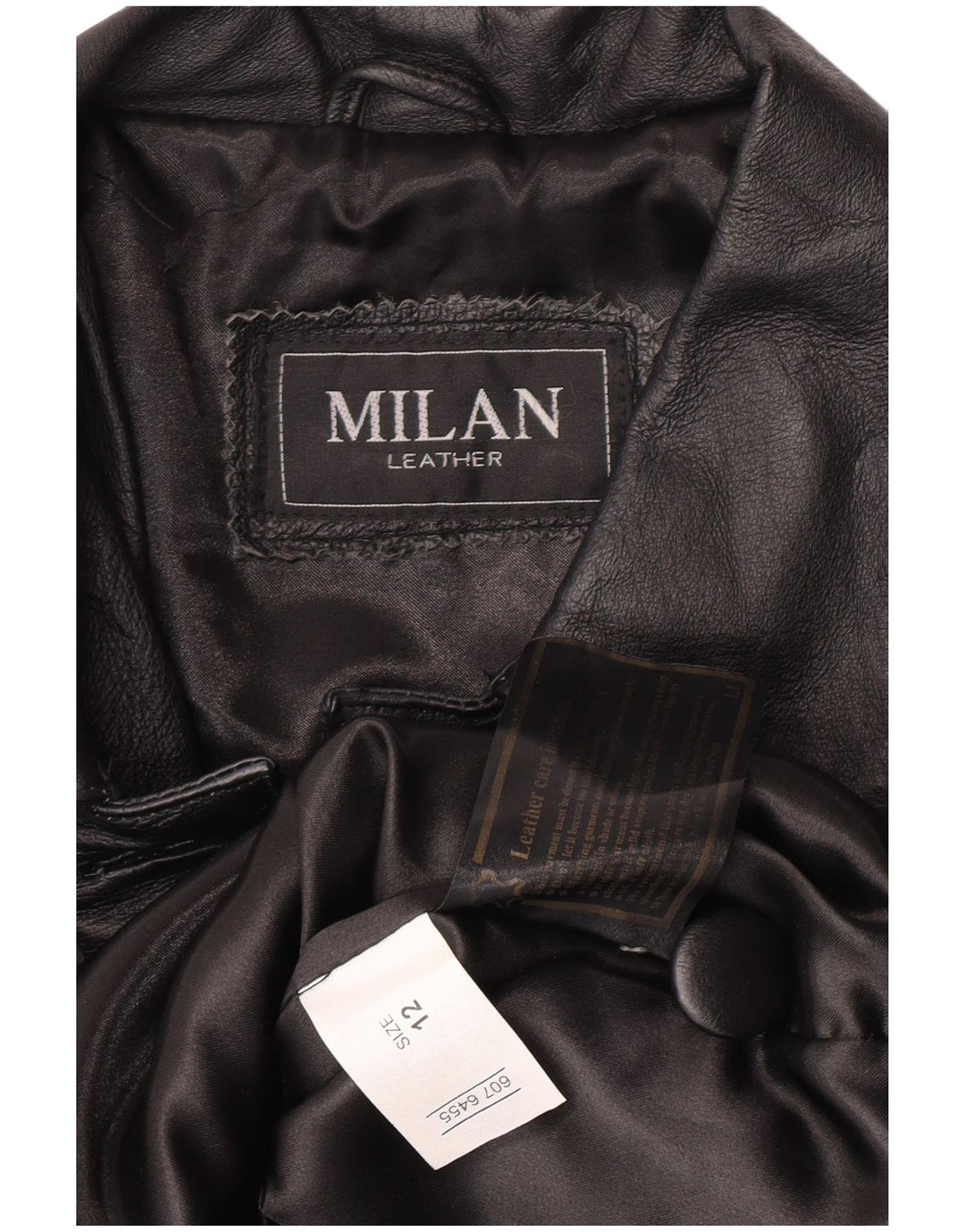 Vintage damski płaszcz skórzany US 12, duża czarna skóra w kwiaty