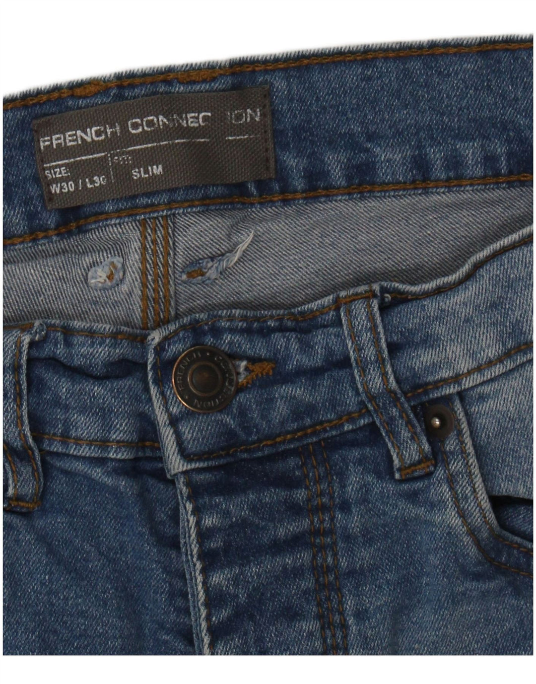 FRENCH CONNECTION Mens Slim Jeans W30 L30 Blue Cotton