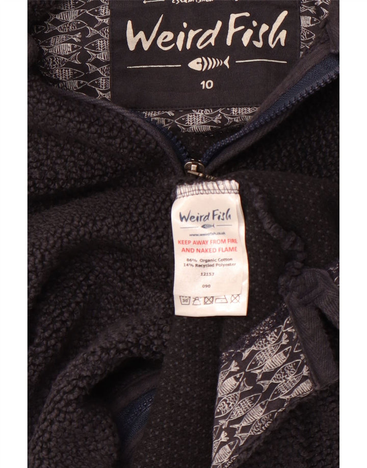 Damski sweter z kapturem i zamkiem WEIRD FISH UK 10, mały, granatowy, bawełniany