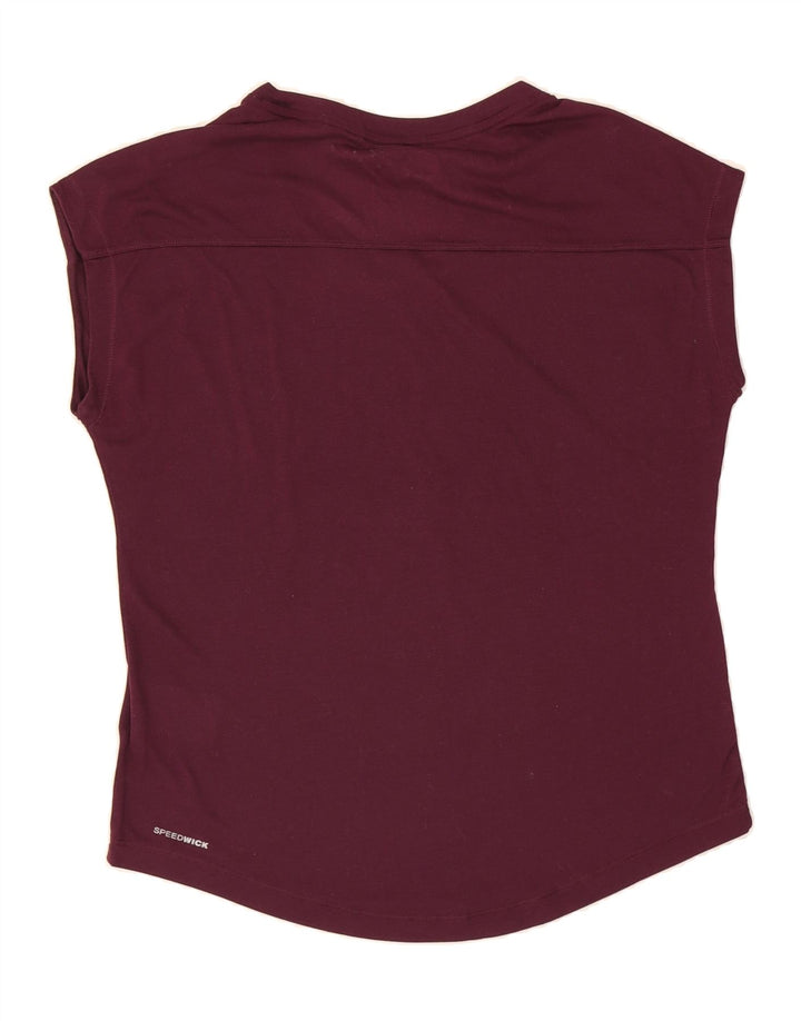 REEBOK Womens Graphic T-Shirt Top UK 12/14 Medium Burgundy Polyester Vintage Reebok and Second-Hand Reebok from Messina Hembry 