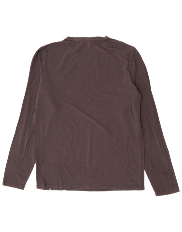 Guess By Marciano Męski top z grafiką o dopasowanym kroju, z długim rękawem, duży, szary, bawełniany