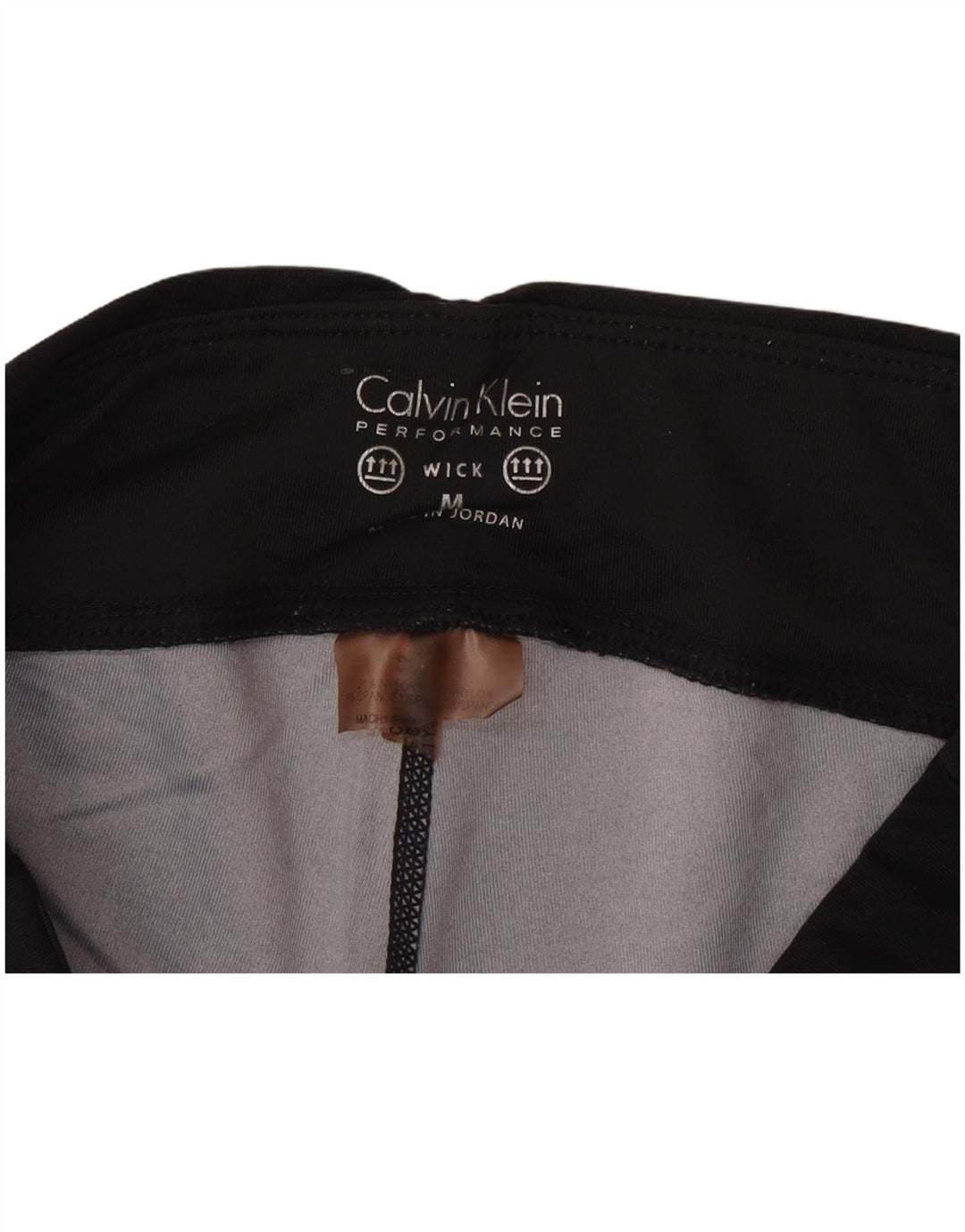 Damskie legginsy Capri Calvin Klein UK 12, średnie czarne nylonowe paski
