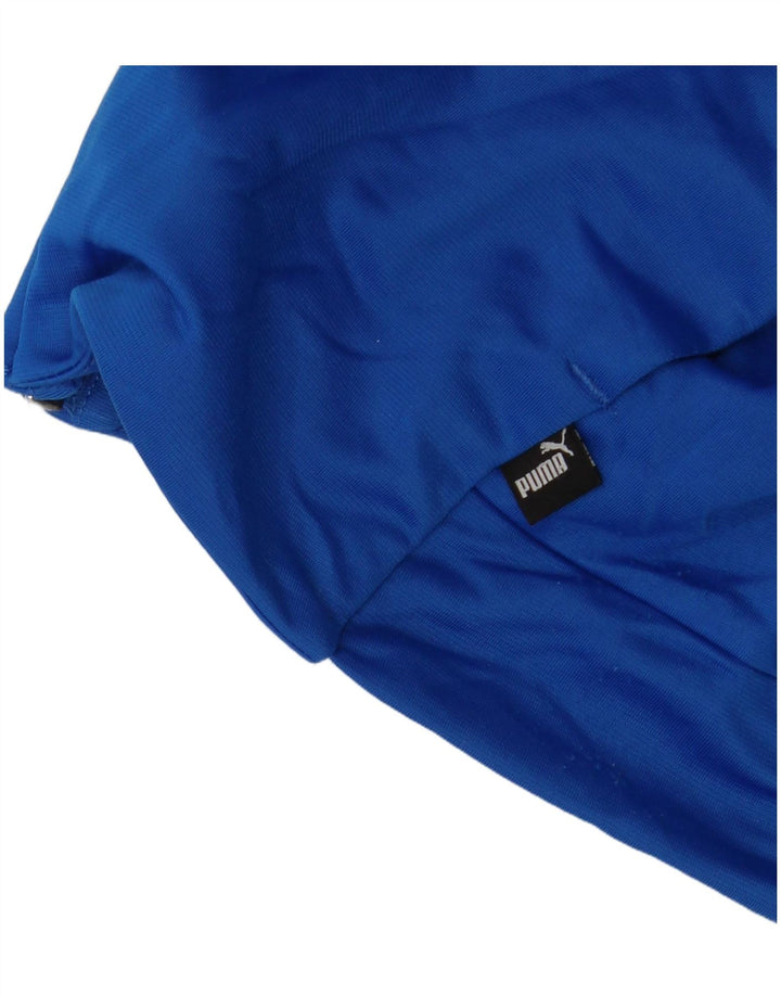 Chłopięca kurtka dresowa z grafiką PUMA, 11-12 lat, niebieska z blokami kolorów