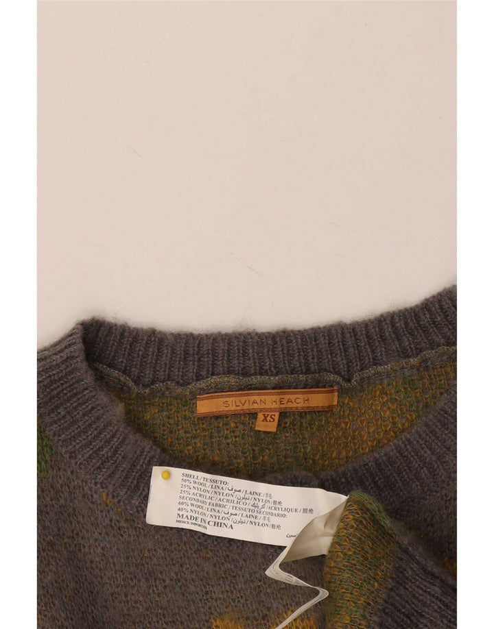 Damski sweter rozpinany Silvian Heach w abstrakcyjnym wzorze UK 6 XS, szary