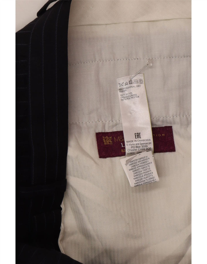 Męskie spodnie garniturowe Marks & Spencer o regularnym kroju W34 L31 Granatowe paski