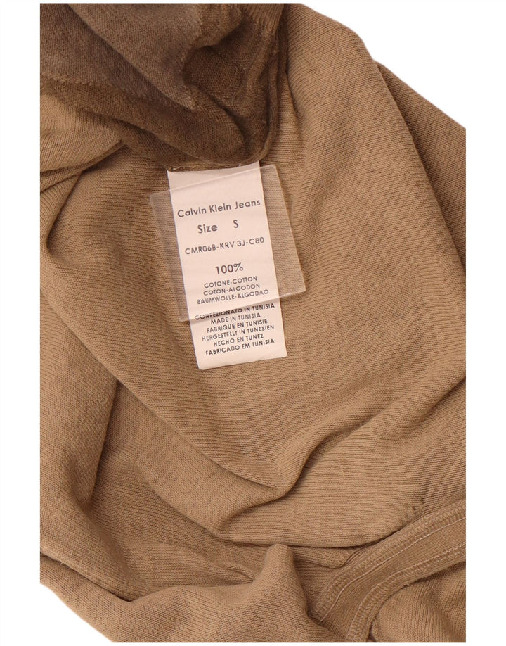 CALVIN KLEIN JEANS Męski sweter z dekoltem w kształcie litery V, mały, brązowy Argyle/Diament